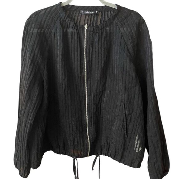 Zara Black Bomber Jacket - Picture 1 of 8